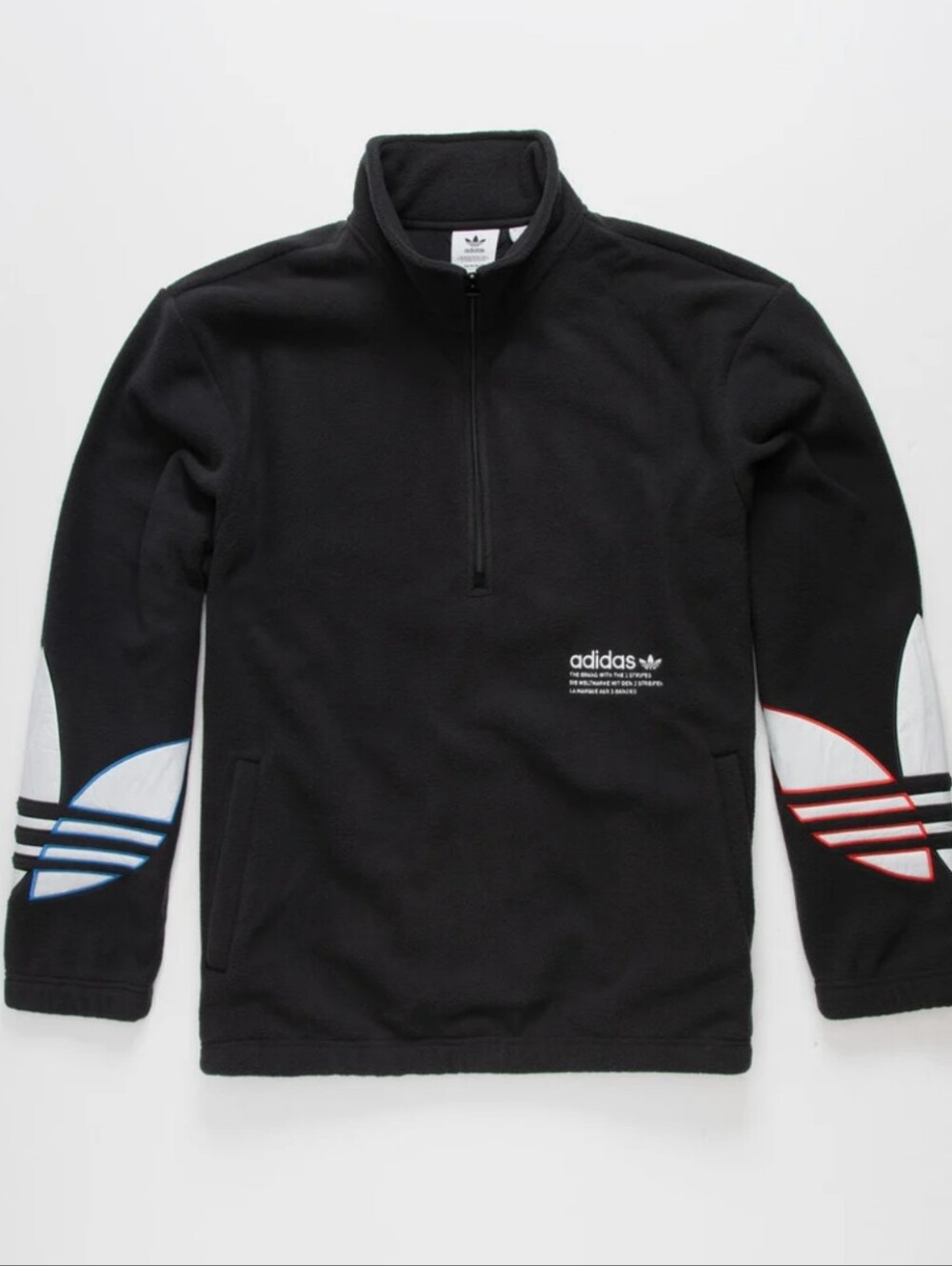 Adidas Polaris Black Fleece Quarter Zip Sweater Men's Size Large L